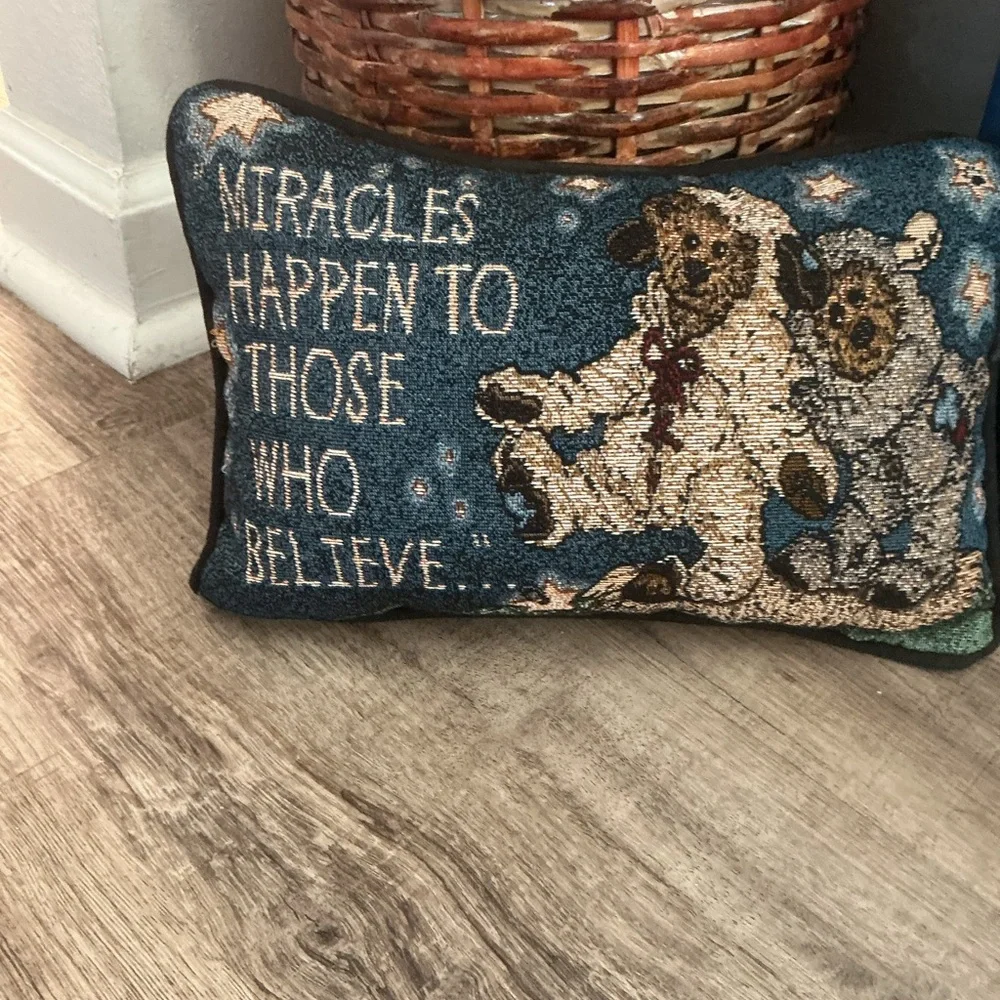 Boyd’s Bears Tapestry Accent Toss Pillow Miracles Happen To Those Who Believe